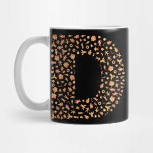 Letter D Initial Christmas Decorations Gingerbread Mug